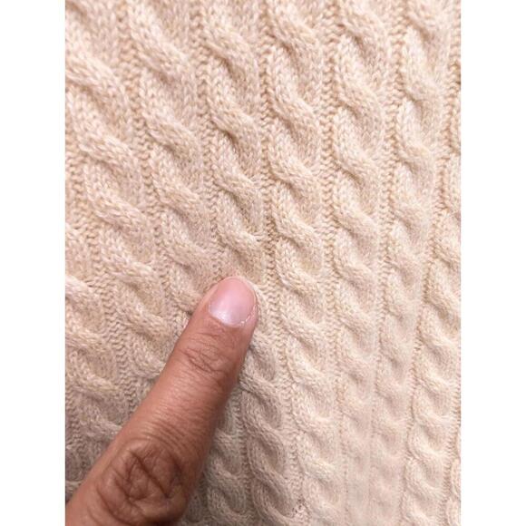 TSE 100% Cashmere Cream Turtleneck Ribbed Sweater Quiet Luxury Chunky Small - Picture 4 of 6